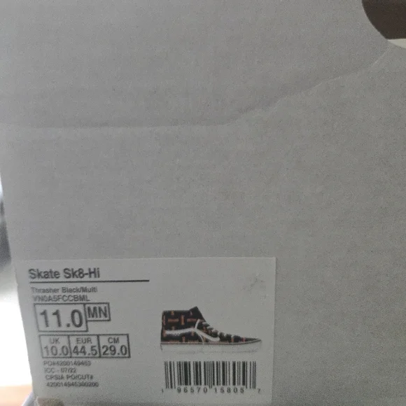 Vans Thrasher Skate Sk8 Hi Men Logo Flame Black new Popcush Pro 092025 - Picture 8 of 8